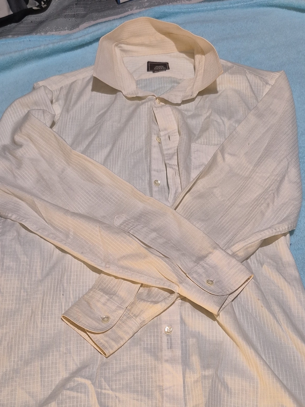Van Heusen Men's Cream Textured Button-Down Shirt